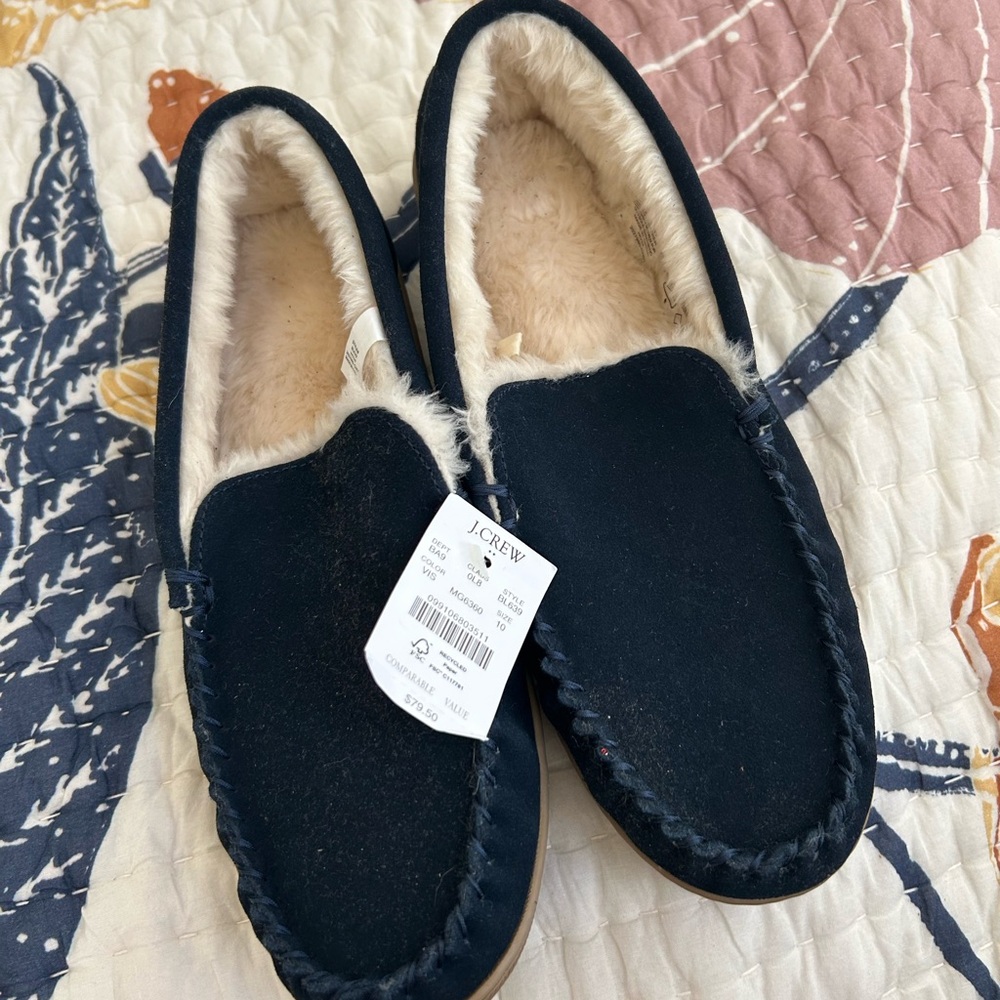 J Crew Navy Blue Suede slipper